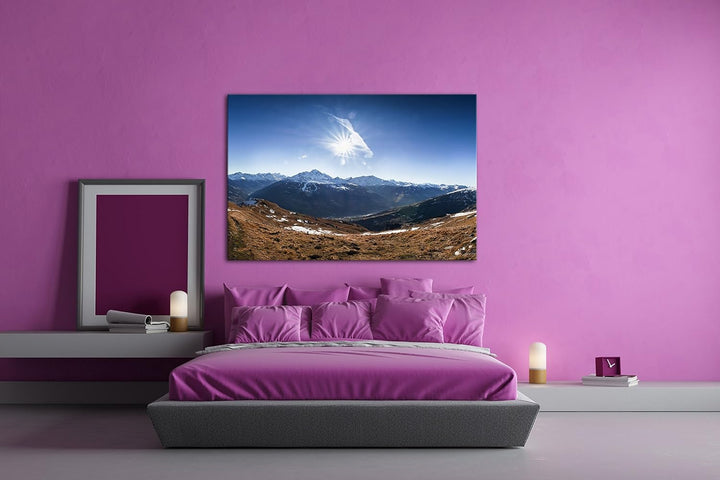 deyoli atemberaubender Ausblick im Gebirge Format: 80x60 als Leinwand, Motiv fertig gerahmt auf Echt