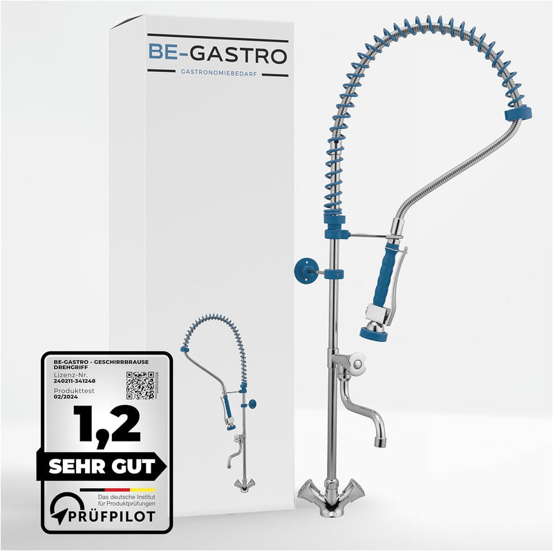 BE-GASTRO I Profi Gastro Geschirrbrause Einloch "Premium" Drehgriff blau inkl. Wasserhahn, Mischbatt