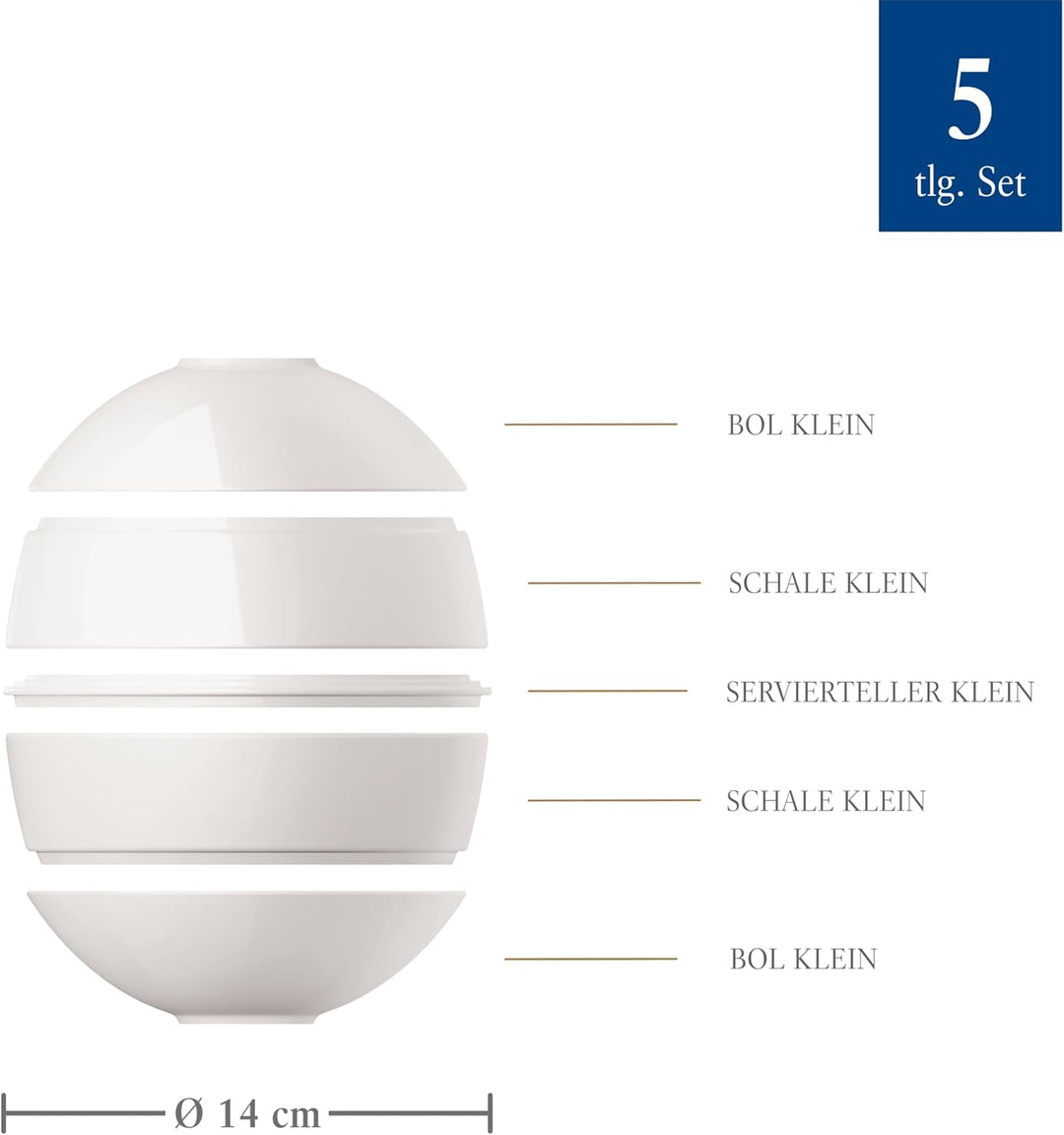 Villeroy & Boch – La Petite Boule White Snacking-Set 5 teilig Weiss, Spülmaschinenfest, Mikrowellens