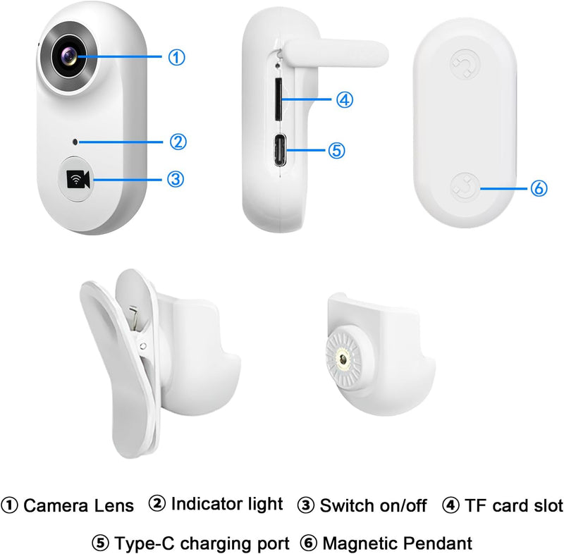 Yadayuki Kleine Kamera ohne WLAN, HD 1080P Mini Überwachungskamera Aufzeichnung Kleine Kamera mit Be