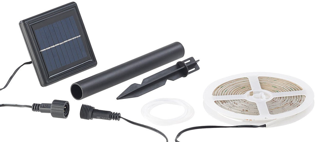 Lunartec Solar Band: Solar-LED-Streifen mit 180 warmweissen LEDs, 3 m, wetterfest IP65 (Lichtband Ou