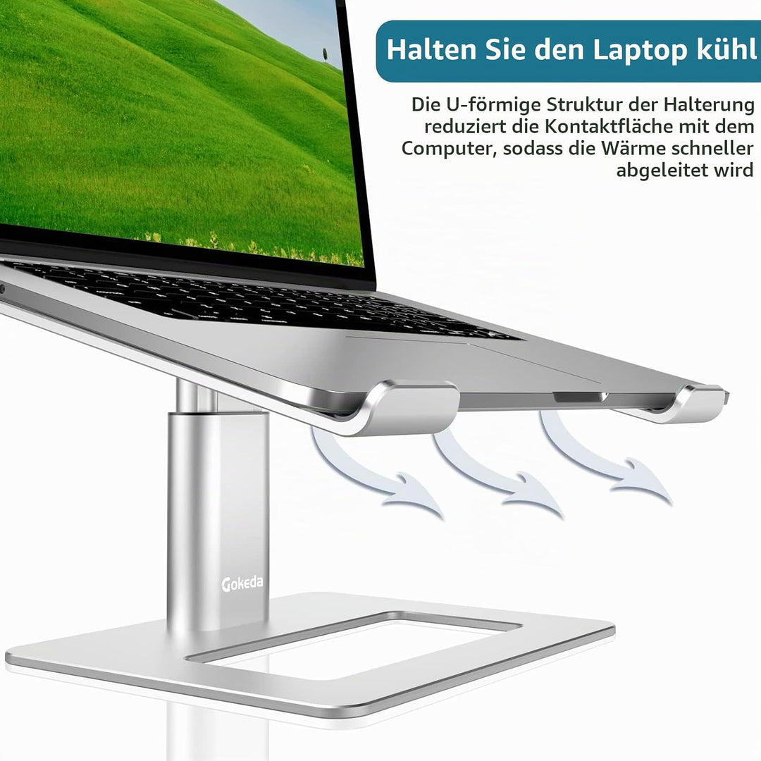 GOKEDA Laptop ständer, ergonomisch Verstellbarer Computerständer, Höhenhalter aus Aluminiumlegierung