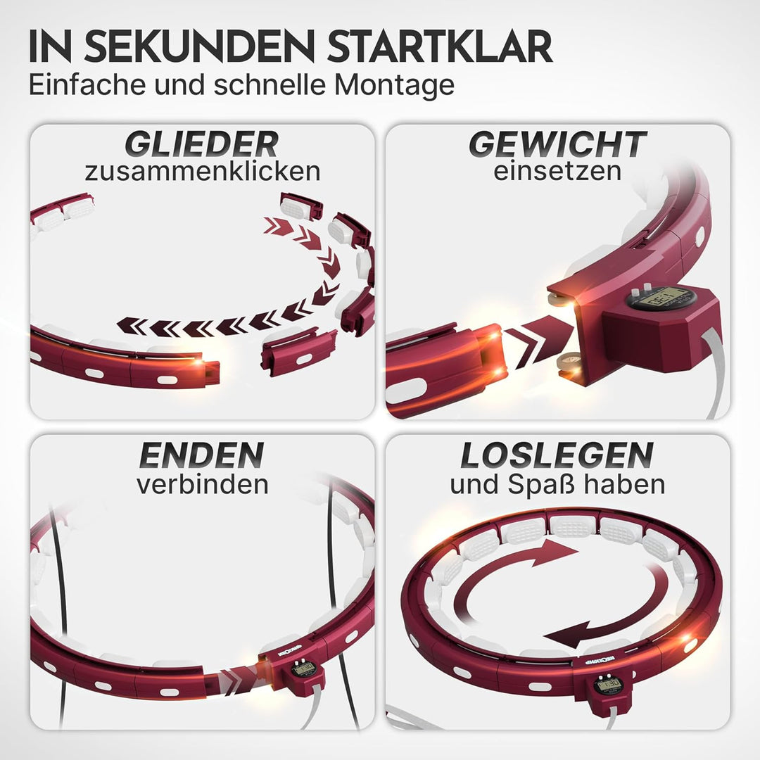NEOLYMP Smart Hula Hoop Reifen Erwachsene – Hula Hoop leise mit integriertem Tracking für Zeit, Umdr