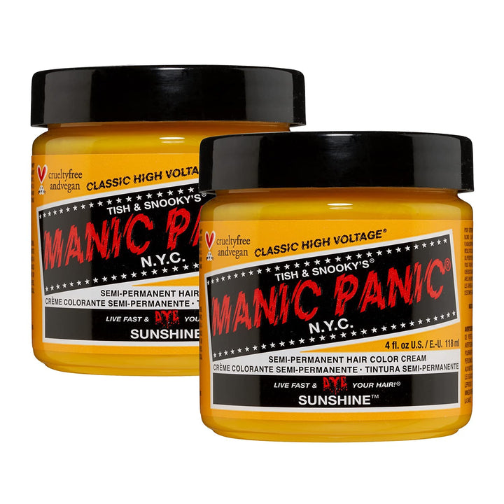 Manic Panic Sunshine Classic Creme, Vegan, Cruelty Free, Yellow Semi Permanent Hair Dye 2 x 118ml Su