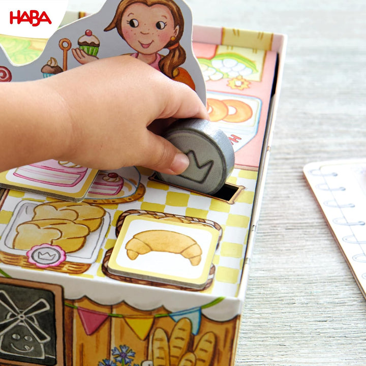 HABA Meine ersten Spiele – Einkaufen – Spiel ab 2 Jahren mit 3D-Marktstand, Holz-Spielgeld & Einkauf