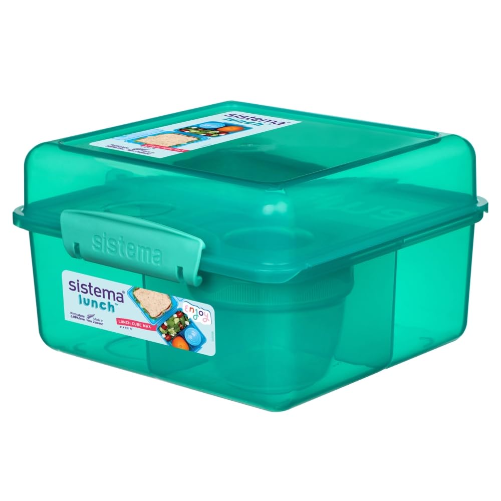 Sistema TO GO Brotdose mit Fächern Cube Max | 2L Bento-Lunchbox mit auslaufsicherem Joghurtbehälter