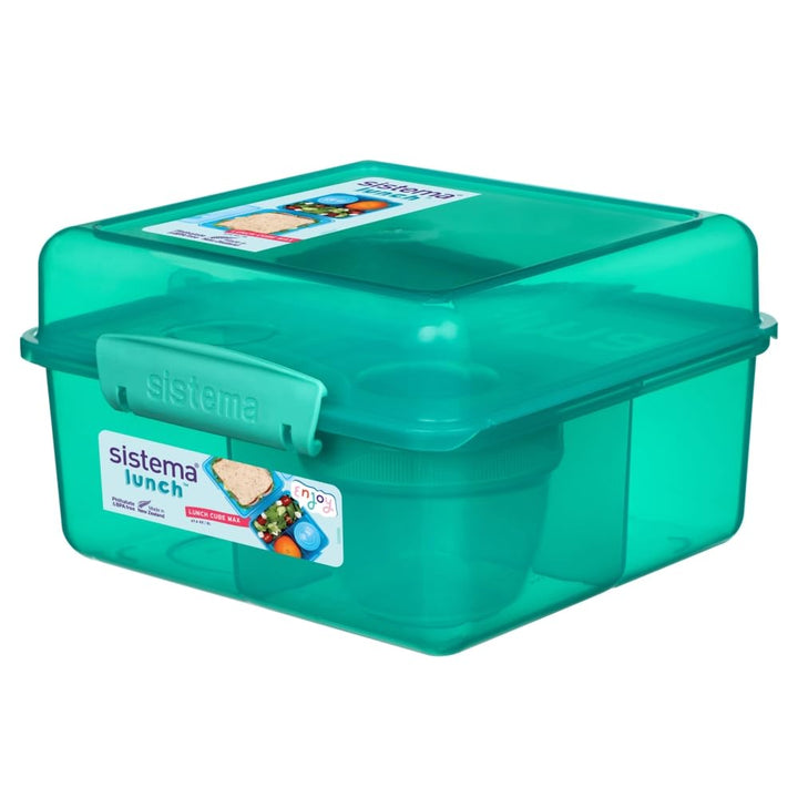 Sistema TO GO Brotdose mit Fächern Cube Max | 2L Bento-Lunchbox mit auslaufsicherem Joghurtbehälter