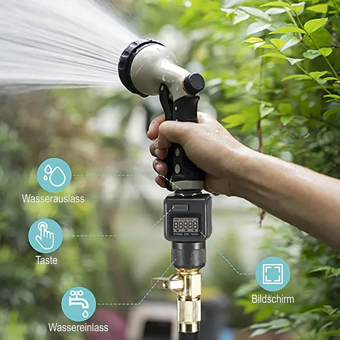 rainfactory Digitaler Wasserzähler, Wassermengenzähler mit LCD Display, Wasseruhr zur Kontrolle des