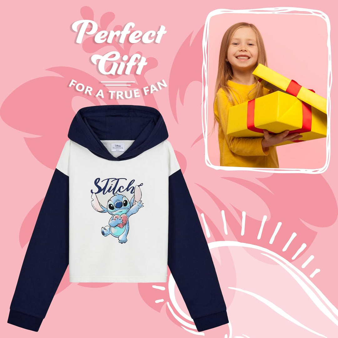Disney Stitch Kapuzenpullover Mädchen Cropped Hoodie Kinder Teenager 7-14 Jahre - Hoodie Mädchen Ges