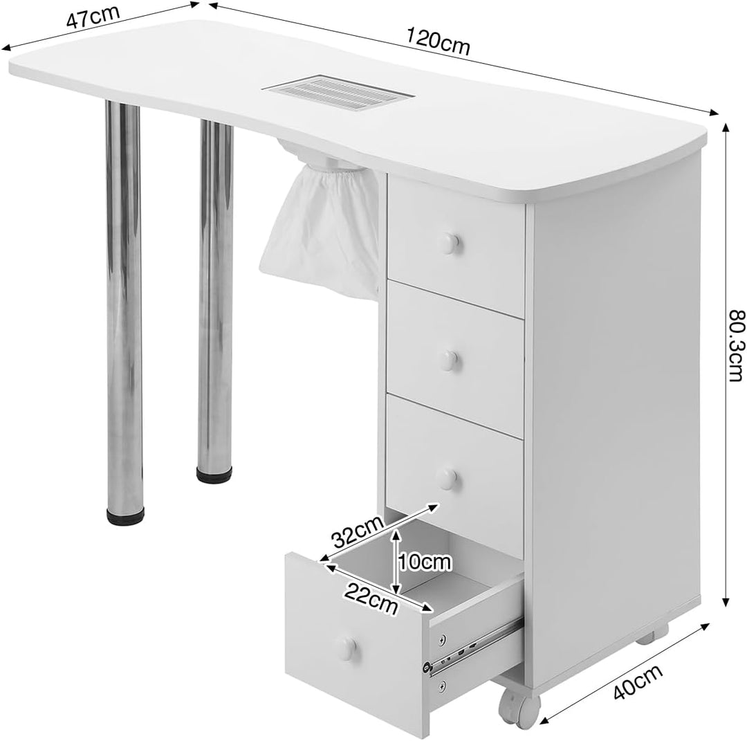 Weisser Maniküre-Tisch mit Schubladen-Staubsammler Handgelenkauflage Armlehne Salon-Home Use Stil E,