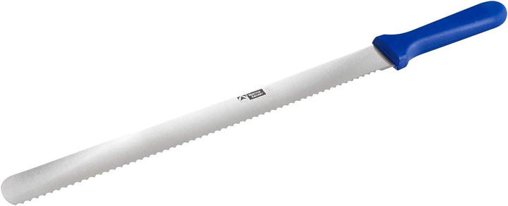 thermohauser Bäckermesser (Stahl, rostfrei), einseitiger Wellenschliff, mit blauem Kunststoffgriff,