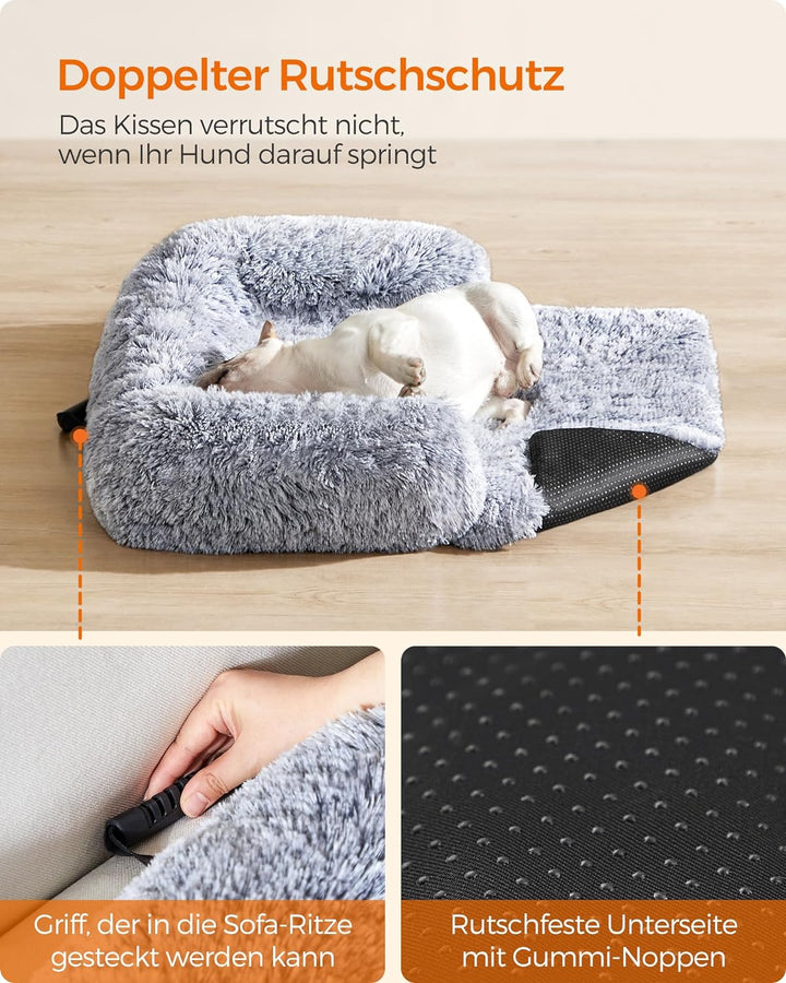 Feandrea FluffyHug Hundebett Plüsch, Hundedecke Sofa, Sofaschutz Hund, Hundekissen, Grösse M, für kl