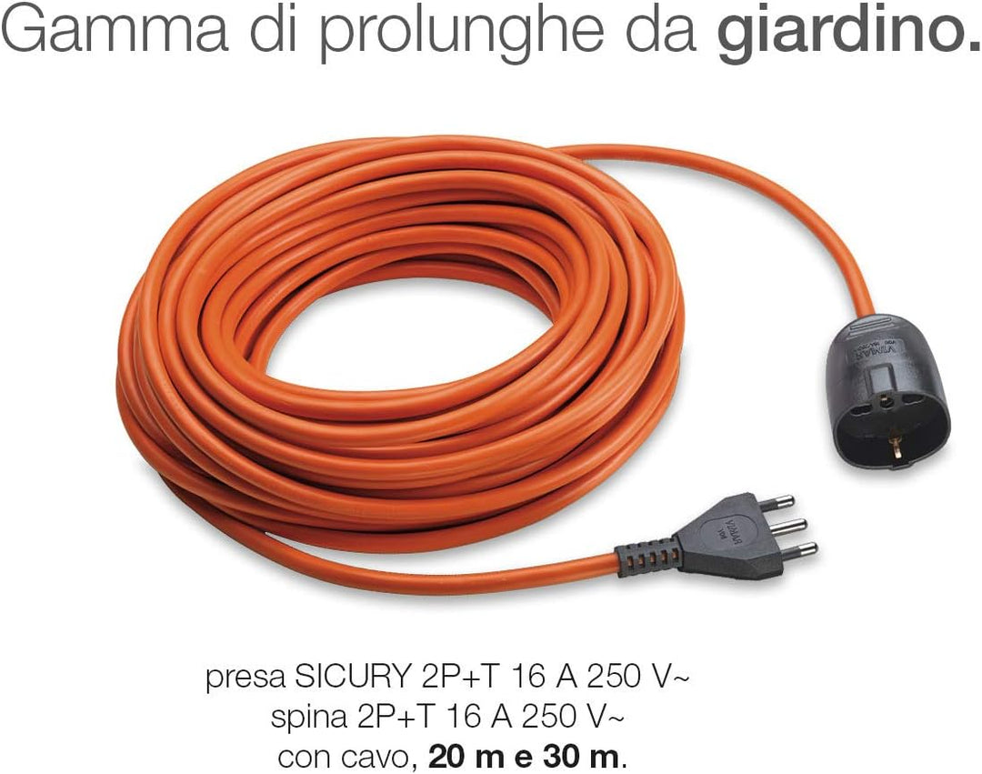 Vimar 0R32399 Universalverlängerung mit Kabel 30 m 3G1,5S17, Stecker gross 2P+T 16 A 250 V~ italieni