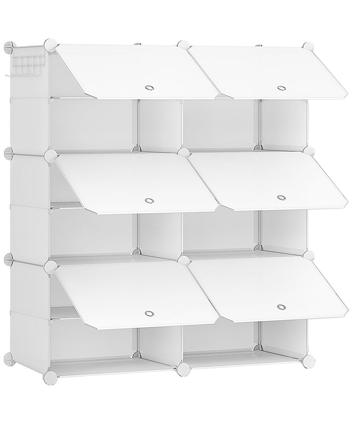HOOBRO Schuhregal mit 6 Fächern, Schuhschrank, für 24 Paar Schuhe, 40 x 30 x 30 cm pro Fach, schmal,