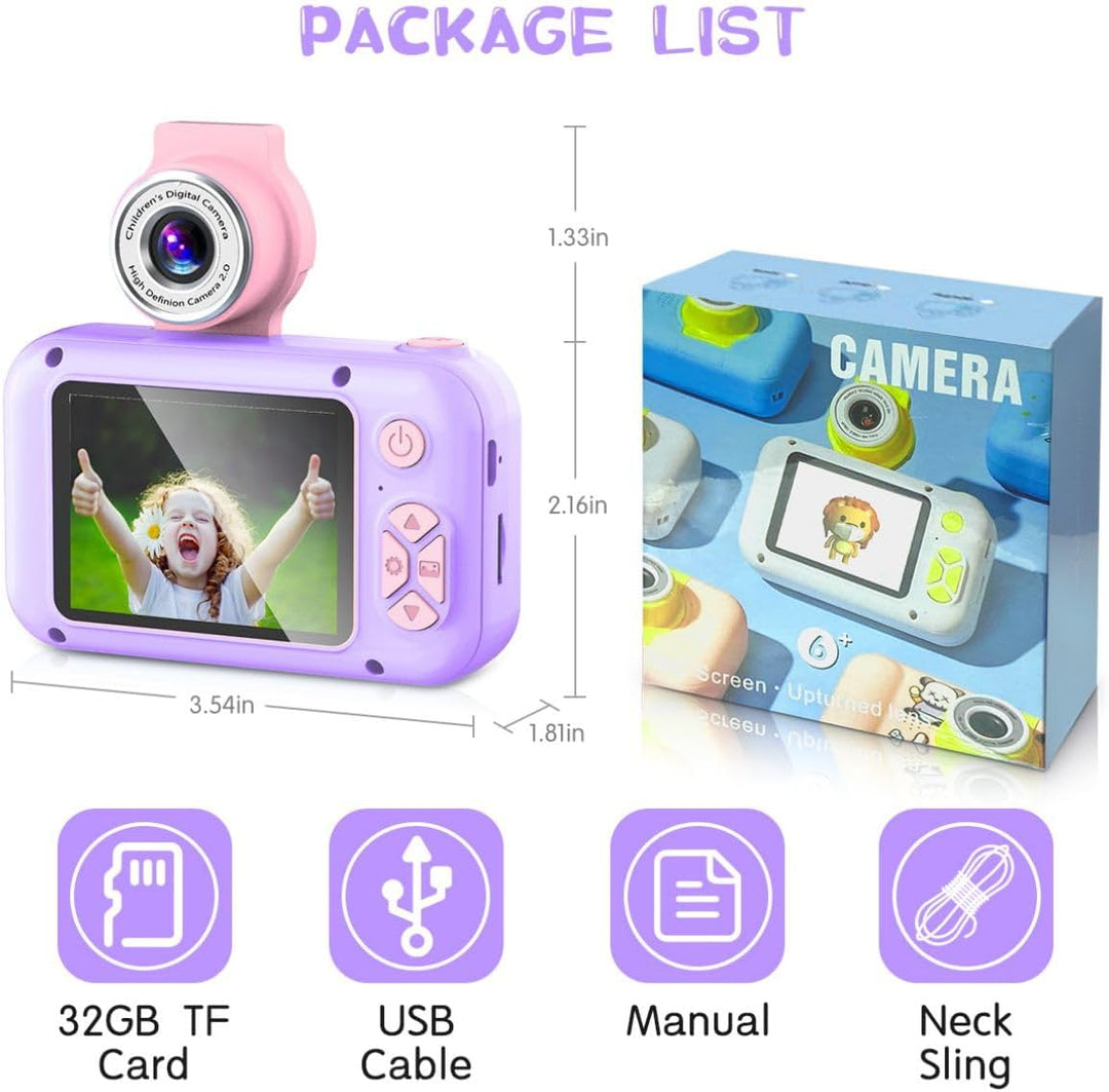 KinderKamera,ARNSSIEN Kinder Kamera,Selfie ,Geschenk für3 4 5 6 7 8 9 10Jahre Mädchen und Junge,2.4i