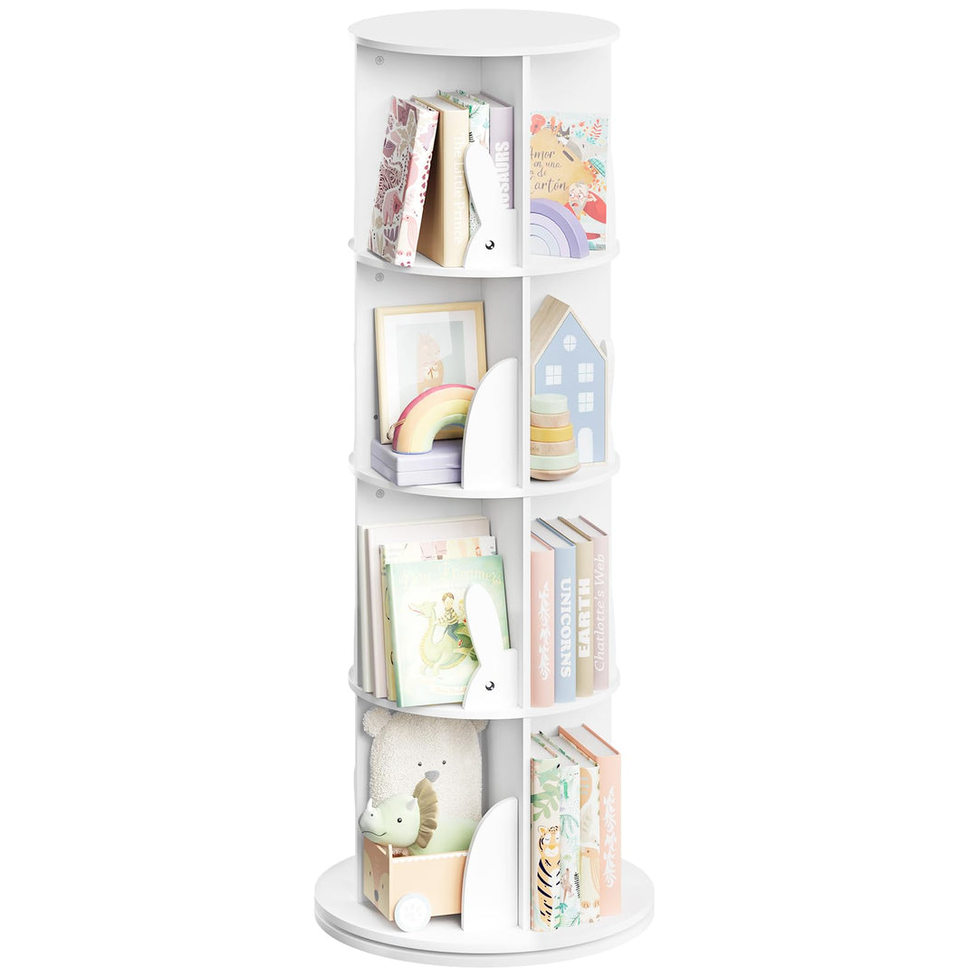 WOLTU Bücherregal Kinder, drehbares Kinderregal mit 4 Ebenen, Bücher Regal Kinderzimmer Wohnzimmer,