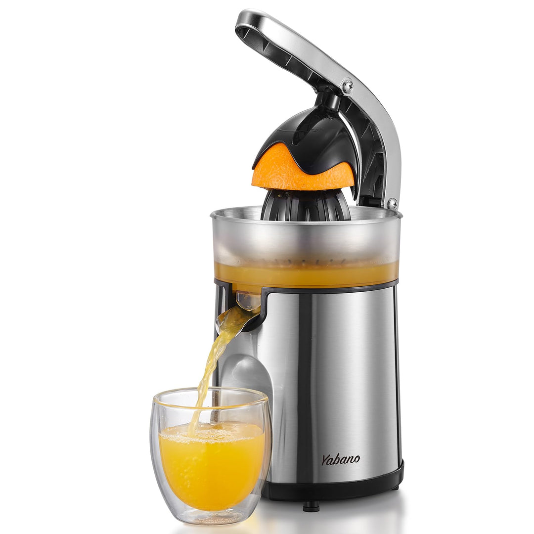 Elektrische Zitruspresse mit Hebelarm, Profi Orangenpresse &amp; Entsafter, 2 Presskegel für Orangen, Zi
