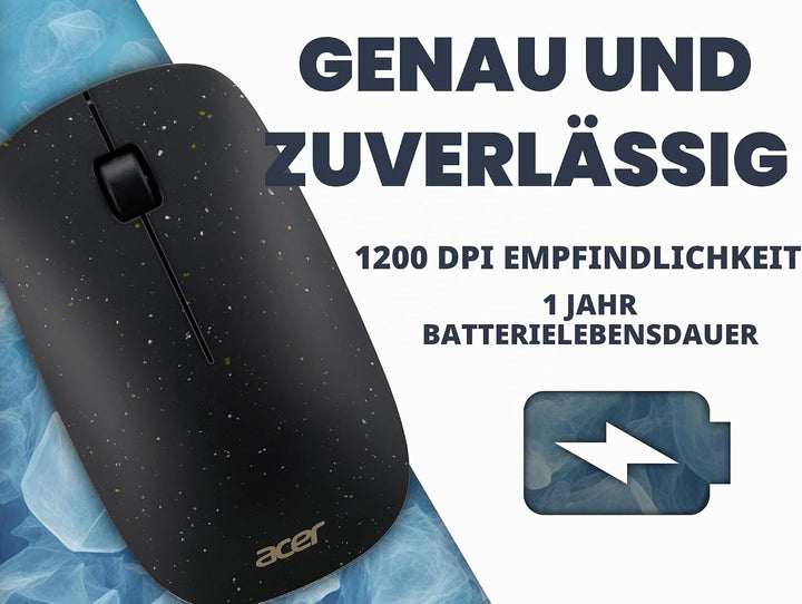 Acer Vero Maus AMR020 - Maus kabellos (2.4GHz Funkmaus, 1200 DPI, Smart-Power-Management, ergonomisc