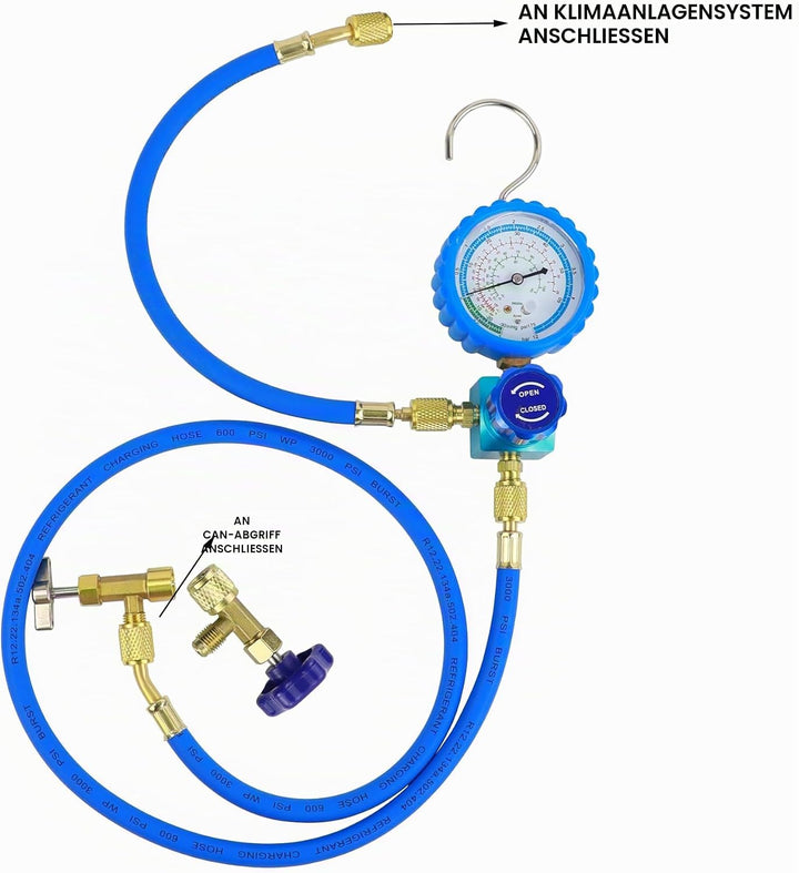 R290 und R600A Ladekrümmerschlauch und Einzel-Messgerät-Set mit 1,27 cm ACME Can Tap und BPV31 Bulle