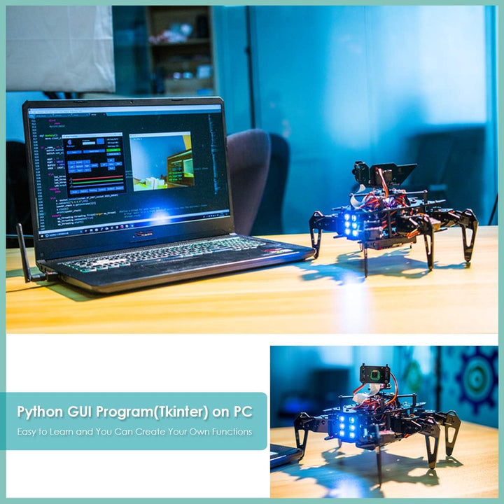 Adeept RaspClaws Hexapod Spider Robot Kit für Raspberry Pi 4/3 Modell B+/B, STEAM Crawling Robot, Op