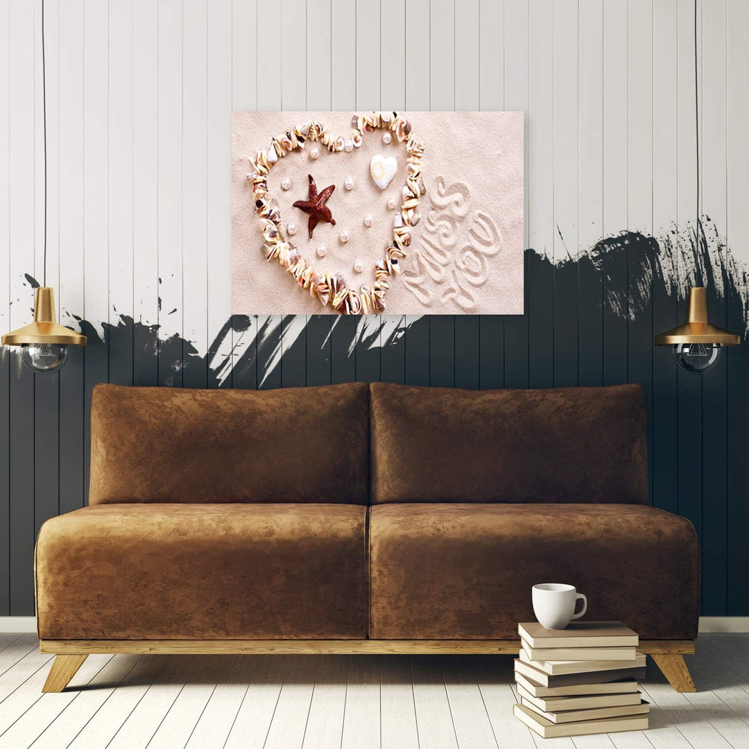 Feeby Dekobild Herz Deko Wand Kunstdruck für Wohnzimmer Beige 70x50 cm M14334 70x50 cm, M14334 70x50