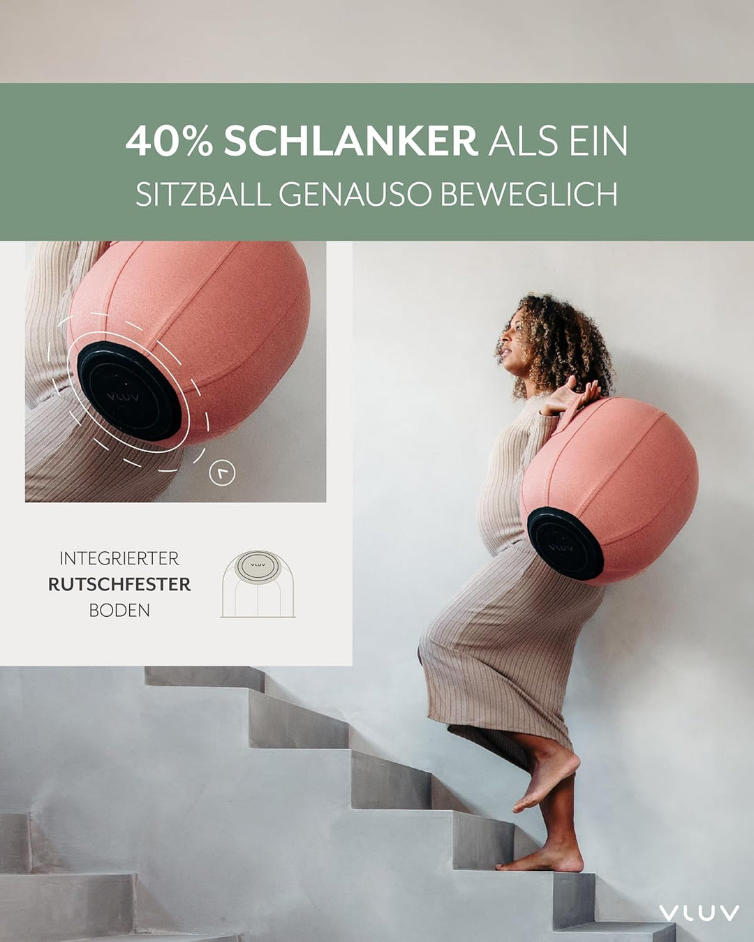 VLUV KAPSUL SOVA Balance-KAPSEL, luftgefüllter Sitzhocker, ergonomisches Sitzen, platzsparend & flex