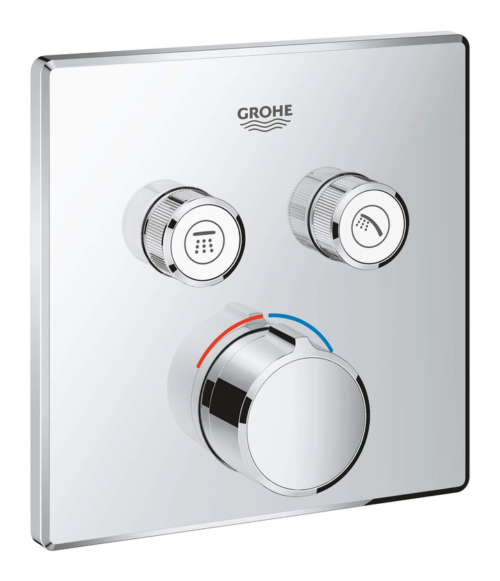 GROHE SmartControl | Thermostate - Unterputzmischer mit 2 Absperrventilen, chrom | Fertigmontageset