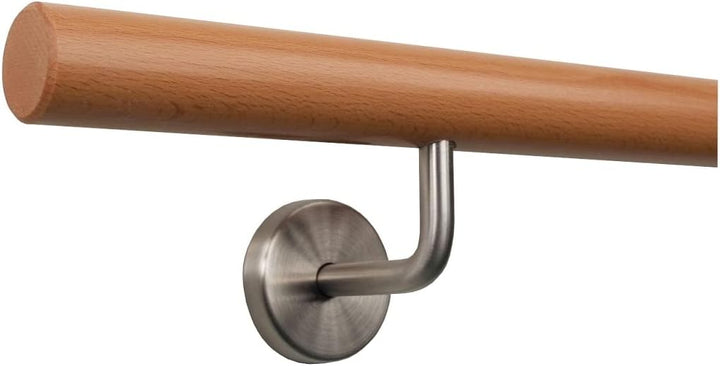 TIBU Handlauf Holz Buche Ø 35 mm Geländer Treppe 0,3m - 5m, Länge 180 cm und Enden gefast 180 mit 3