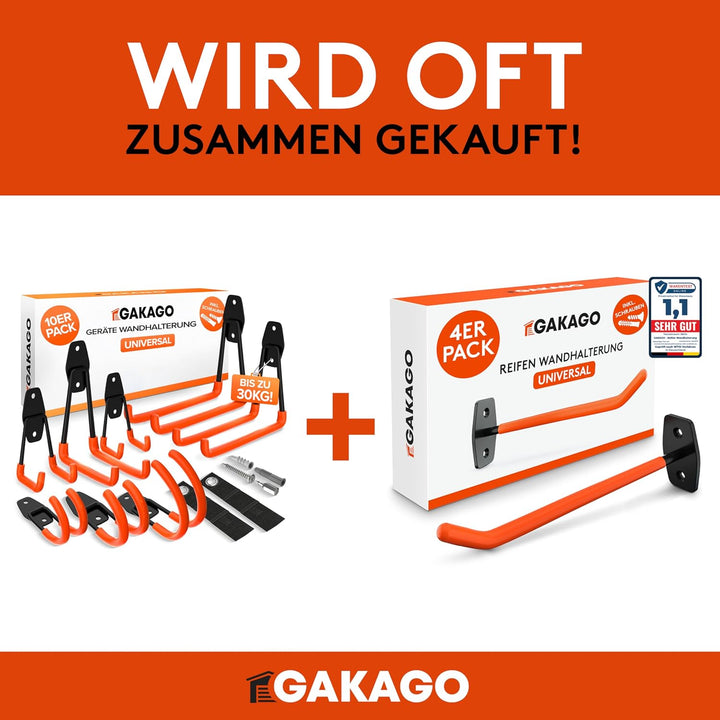 Gakago Gerätehalter Wandhalterung – 10er Garagenhaken Set inkl. Dübel, Schrauben & Anleitung – Werkz