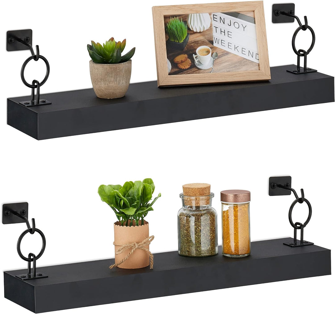 Relaxdays Wandregal, 2er Set, HxBxT: 13 x 48 x 12 cm, Wandablage Flur, hängend, Regalbrett Deko, MDF