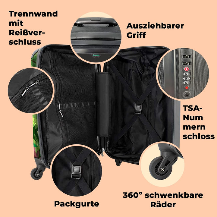 NoBoringSuitcases.com® Koffer Handgepäck Trolley Rollkoffer Kleine Reisekoffer mit 4 Rollen - AFFE -