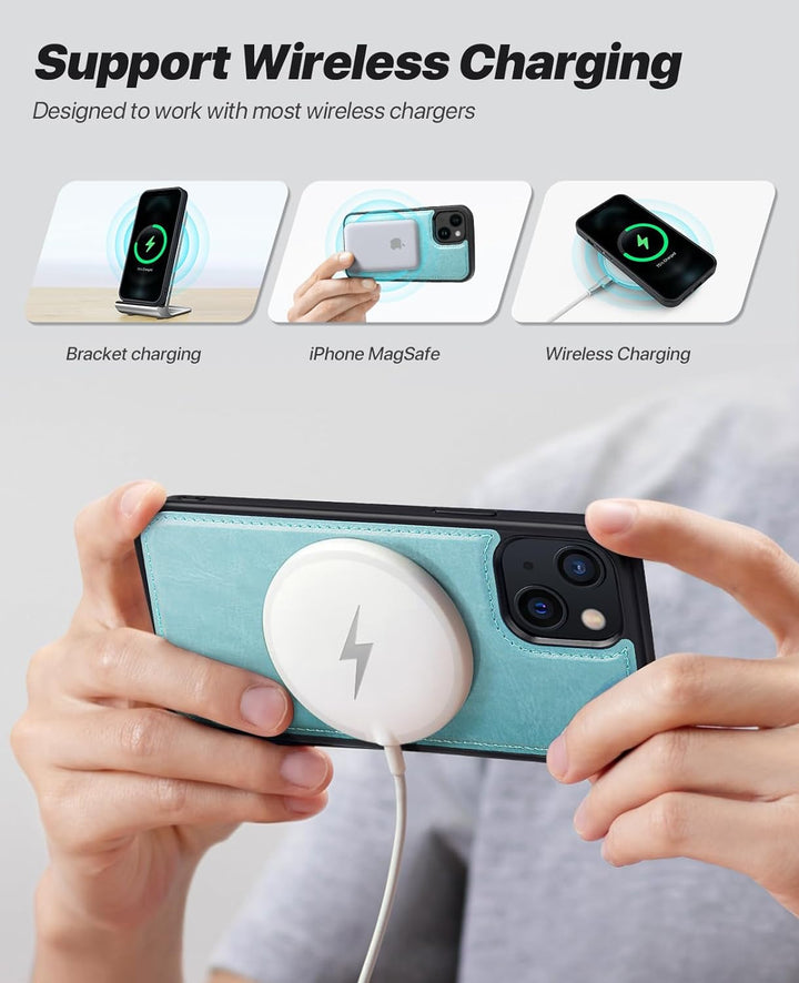 OCASE iPhone 15 Plus Hülle(2in1) Leder Stossfestes Case [Abnehmbare magnetische Hülle] [Kabelloses L