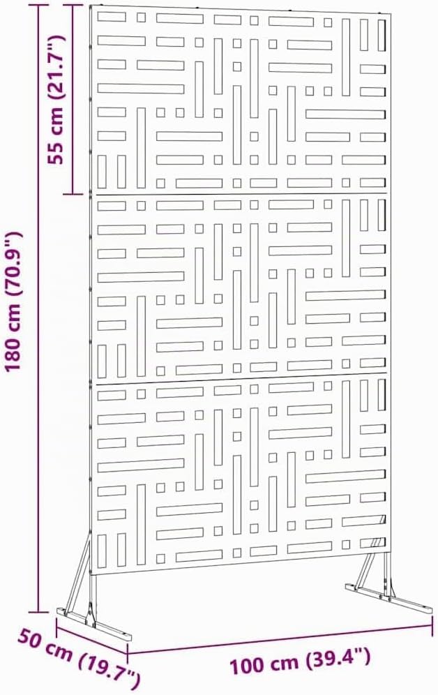 vidaXL Sichtschutz Grau Stahl, Garten und Terrasse, rechteckiger Sichtschutz, stylische Trennwand, m