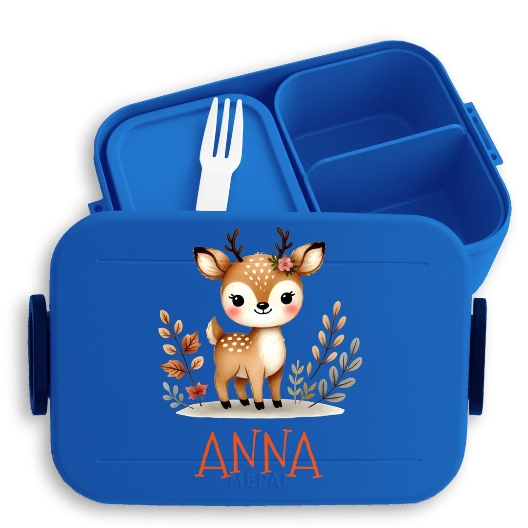 Kinder Bento Box Midi Lunchbox Mepal Bentobox - Kinderbrotdose mit Reh-Motiv | Personalisierte Kinde