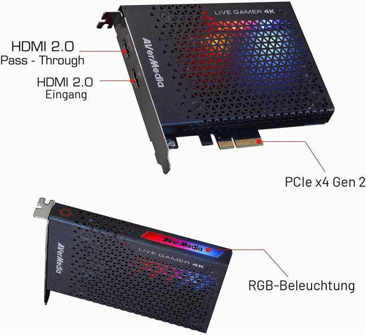 AVerMedia Live Gamer 4K – GC573 – Zum Aufnehmen von 4Kp60 HDR Inhalten – Ultra Low Latency – PCIe x4