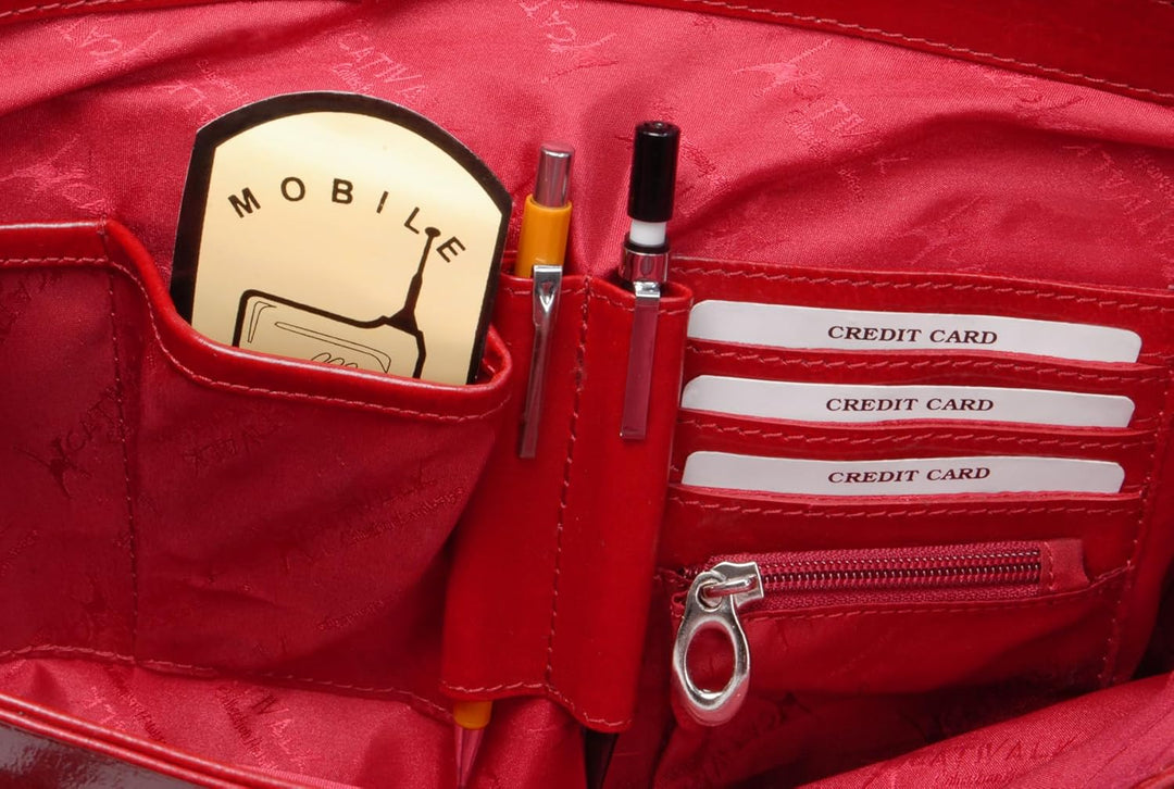 Catwalk Collection Handbags - Leder - Übergrosse Laptoptasche Schultasche/Organizer/Arbeitstasche/Ak