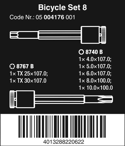 Wera 05004176001 Bicycle Set 8, Bitnuss-Satz, 7-teilig 3/8 Bitnuss-satz, 7-teilig Bicycle Set 8, 3/8