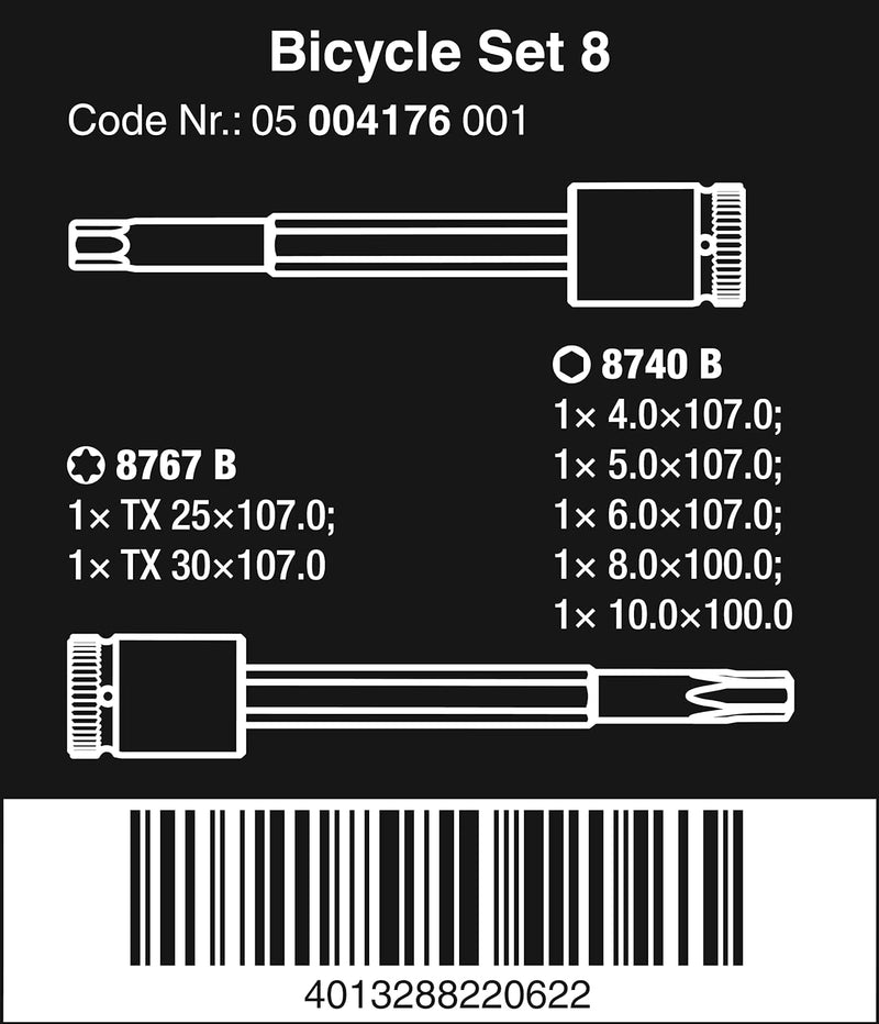 Wera 05004176001 Bicycle Set 8, Bitnuss-Satz, 7-teilig 3/8 Bitnuss-satz, 7-teilig Bicycle Set 8, 3/8