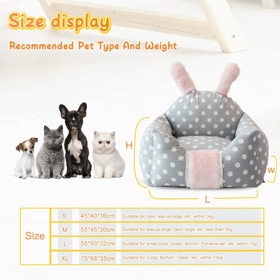 PETCUTE Katzenbett Hundebett Haustierbett für Katzen und kleine Hunde,Waschbar Kaninchen Design Haus