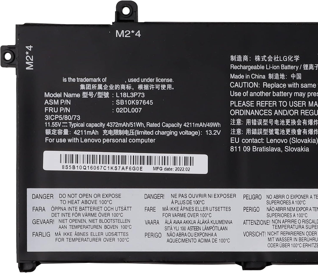 Swark Replacement Akku L18L3P73 L18C3P72 Kompatibel mit Lenovo ThinkPad T490 T495 T14 P14S P43S 02DL