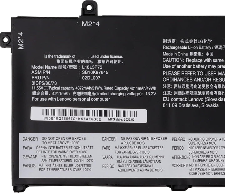 Swark Replacement Akku L18L3P73 L18C3P72 Kompatibel mit Lenovo ThinkPad T490 T495 T14 P14S P43S 02DL