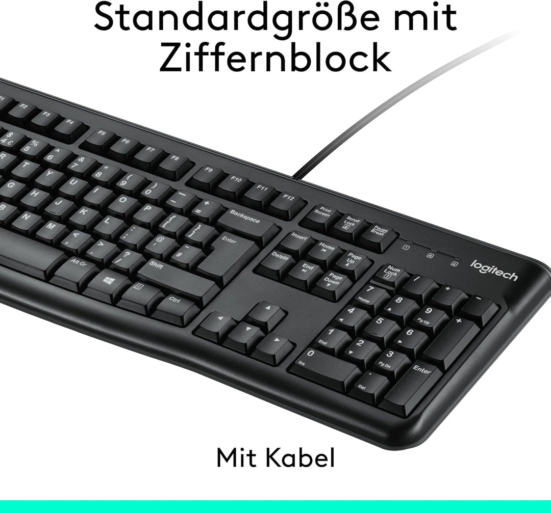 Logitech MK120 Kabelgebundenes Set mit Tastatur und Maus für Windows, Kabelgebundene optische Maus,