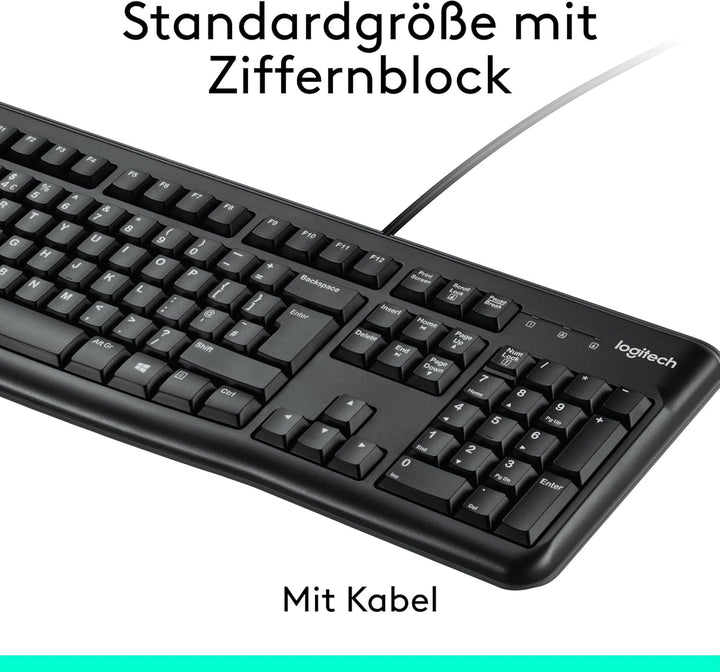 Logitech MK120 Kabelgebundenes Set mit Tastatur und Maus für Windows, Kabelgebundene optische Maus,