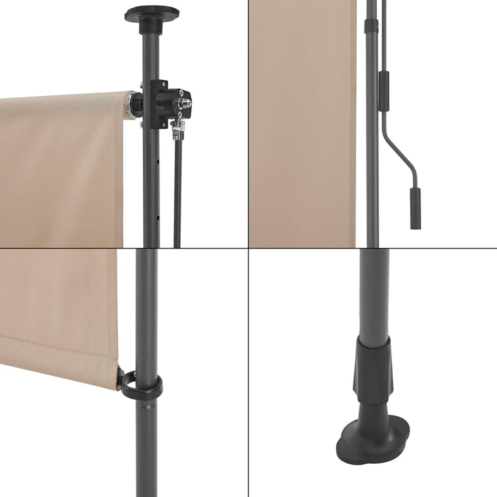 pro.tec Aussenrollo Cimarra 120 x 270 cm Balkonrollo Senkrechtmarkise mit Handkurbel Sichtschutz wit