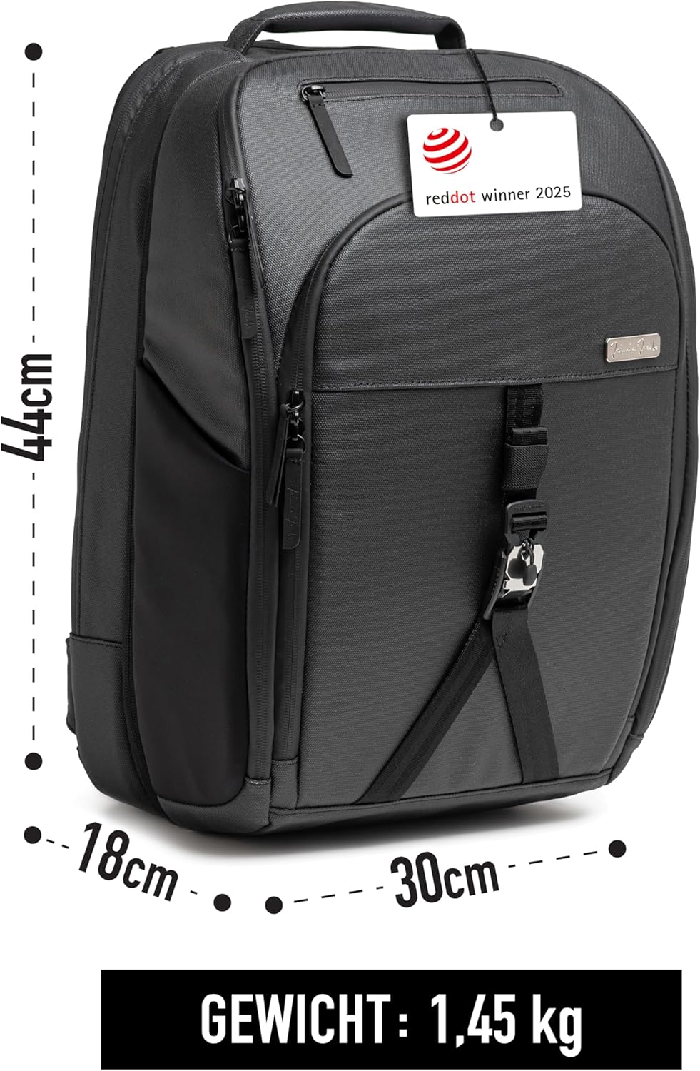 Jaimie Jacobs Smarter Daypack Business Rucksack mit Laptoptasche bis zu 16,1 Zoll Kofferfunktion erw
