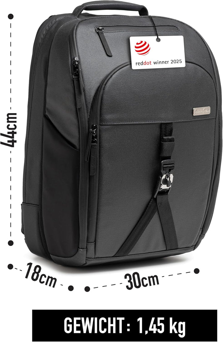 Jaimie Jacobs Smarter Daypack Business Rucksack mit Laptoptasche bis zu 16,1 Zoll Kofferfunktion erw