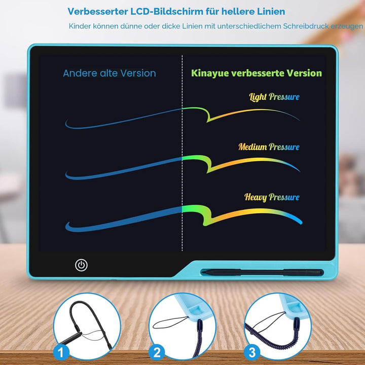 LCD Schreibtafel Kinder 16 Zoll Wiederaufladbar, Maltafel Zaubertafel Bunter Bildschirm Kleinkinder