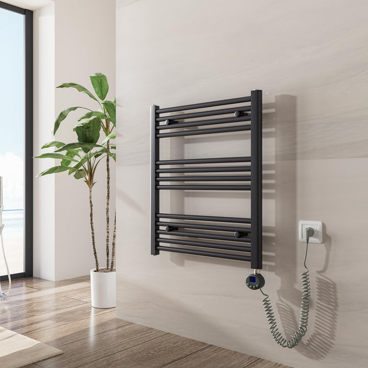 Heilmetz Badheizkörper Elektrisch mit Heizstab 300W Leistung 700 x 600 mm Anthrazit Gerade Bad Heizk