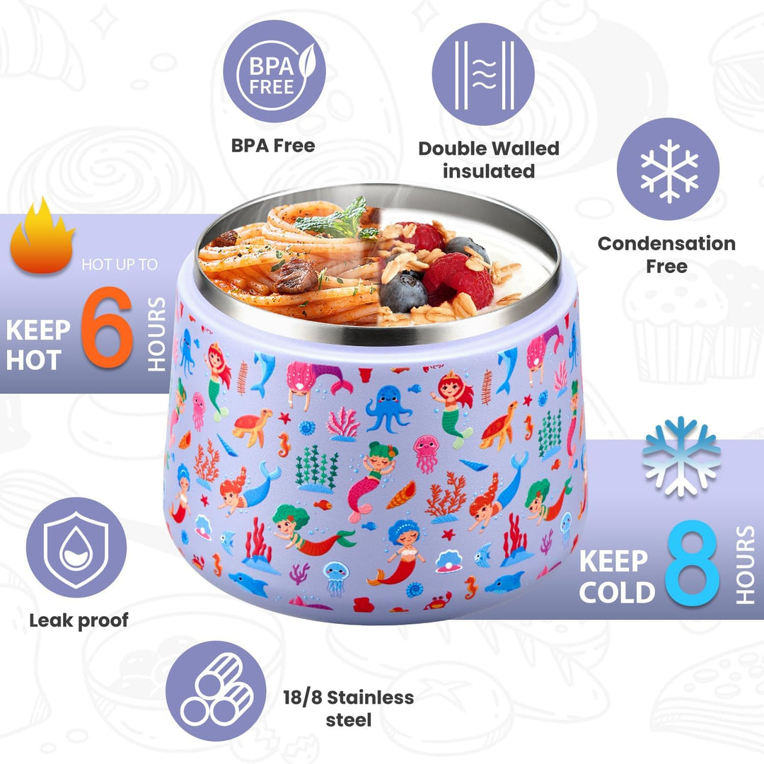 Itslife Thermobehälter für Essen 420ml, Warmhaltebehälter Essen Edelstahl mit Deckel und Löffel, The