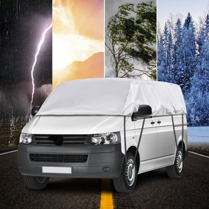 Autoabdeckung Wasserdicht Ersatz für VW T5 T6 LWB, Sonnenfest Hälfte Autoabdeckung, Halbgarage UV Be